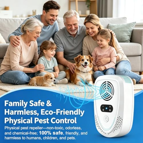 2026 Upgraded Ultrasonic Pest & Insect Repeller Indoor Ultrasonic Repellent | for Mice, Roach, Ant, Rodent, Mouse, Mosquito, Spider, Bugs
