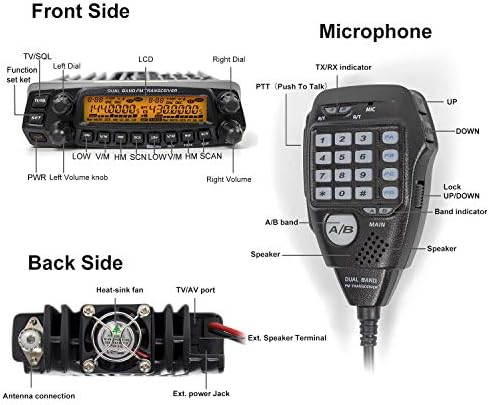 AnyTone Dual Band Mobile Transceiver VHF/UHF Transmitter Vehicle Radio AT-5888UV