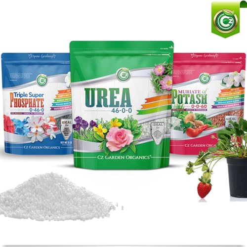 Urea Fertilizer 46-0-0 Made in USA - 5LB Plant Food for Indoor/Outdoor Flowers & Gardens - Promotes Lush Growth - Lettuce, Green Lawns, Fruit, Vegetables, Citrus Trees, Tie Dye Granules Prills