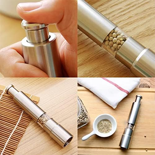 [2 Pieces] Premium Stainless Steel Salt Grinder and Pepper Mill Set for Pepper Sea Salt Himalayan Salt and Spices with Thumb Button for One Hand