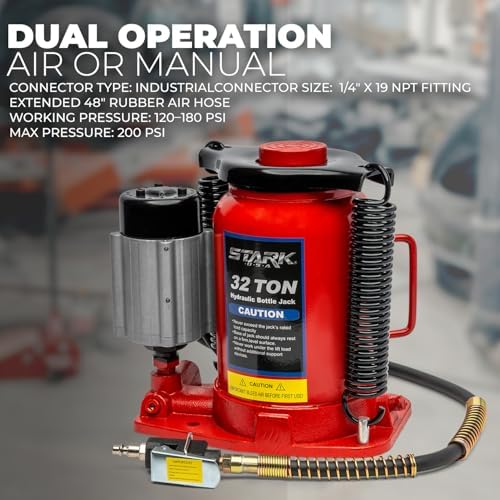 Stark USA 12-Ton (24,000 LBS) Capacity Air/Hydraulic Bottle Jack Low Profile Bottle Jack Lift Auto Repair Automobile Truck SUV Car Lift with Handle