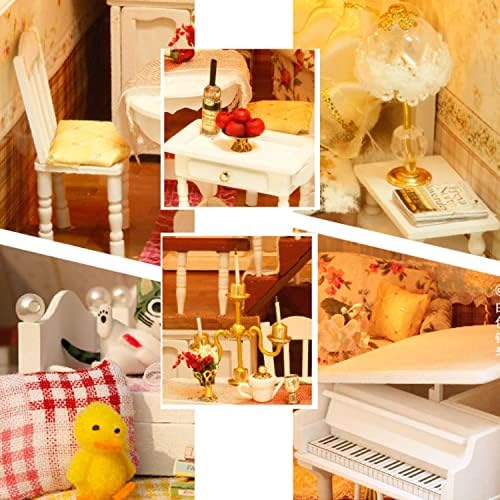 MAGQOO 3D Wooden Dollhouse Miniature DIY House Kit Tiny Mini House Kit DIY Dollhouse Miniature Kit Music Box and Glue Included(House of Fairy Tales)