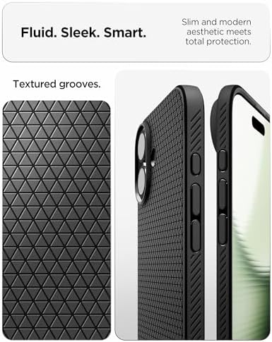 Spigen for iPhone 17 Case, Liquid Air [TPU Covered Camera Control] [No Magnet Ring] [Military-Grade Protection] - Matte Black