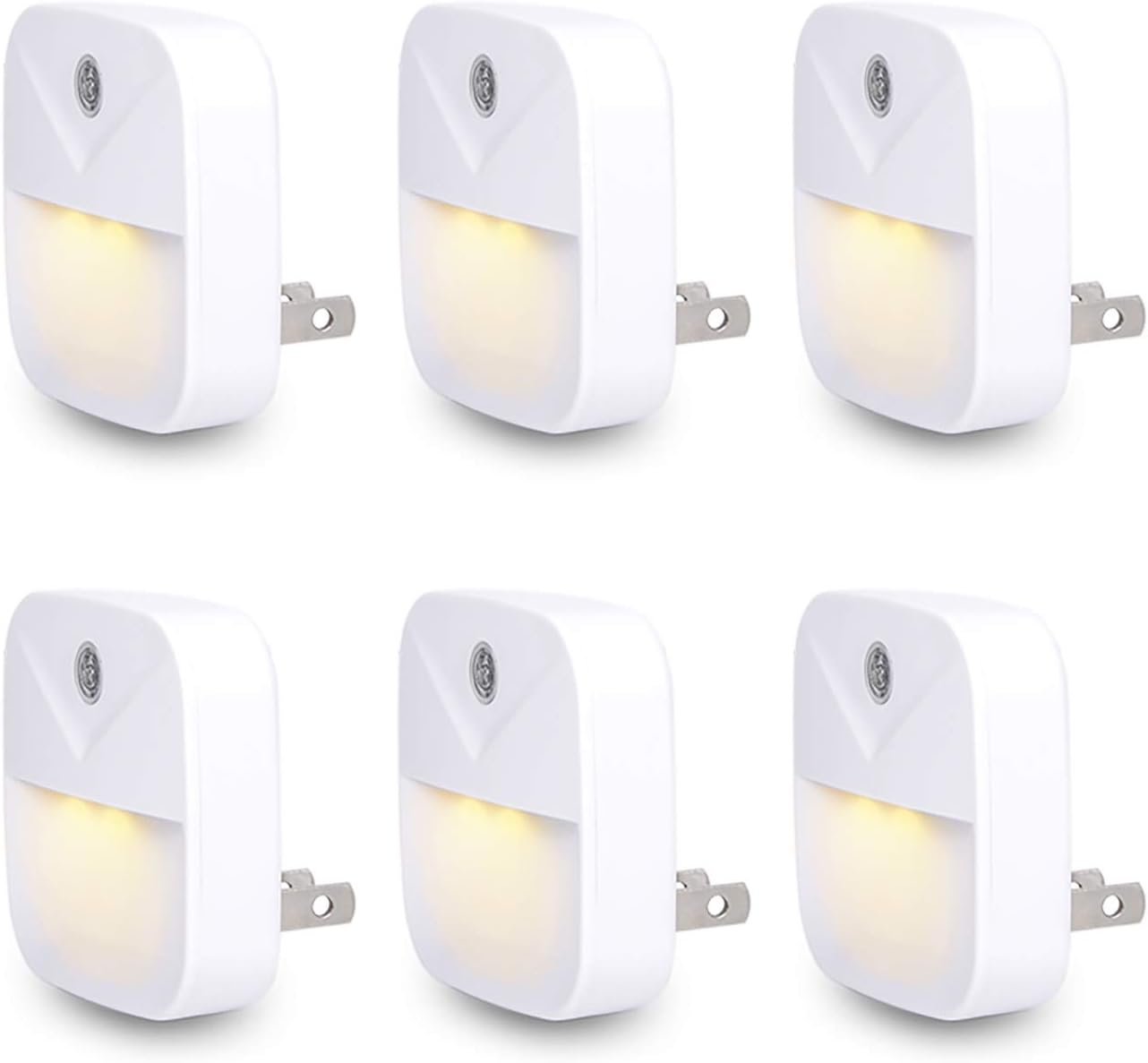 Uigos LED Night Light Plug in with Dusk to Dawn Sensor, Auto On Off Nightlight for Bedroom Bathroom Hallway Stairs Kitchen, Warm White Glow