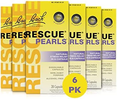 Bach RESCUE PEARLS, Natural Orange Vanilla Flavor, Natural Stress Relief, Homeopathic Flower Essence, Quick-Dissolve, Gluten & Sugar-Free, 28 Count