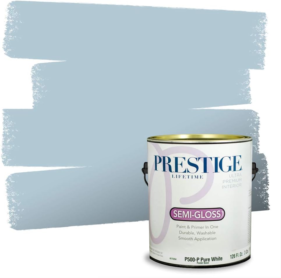 Prestige Paints E400-P-SW6506 Exterior Paint and Primer in One, 1-Gallon, Satin, Comparable Match of Sherwin Williams Vast, 1 Gallon, SW45-Vast Sky