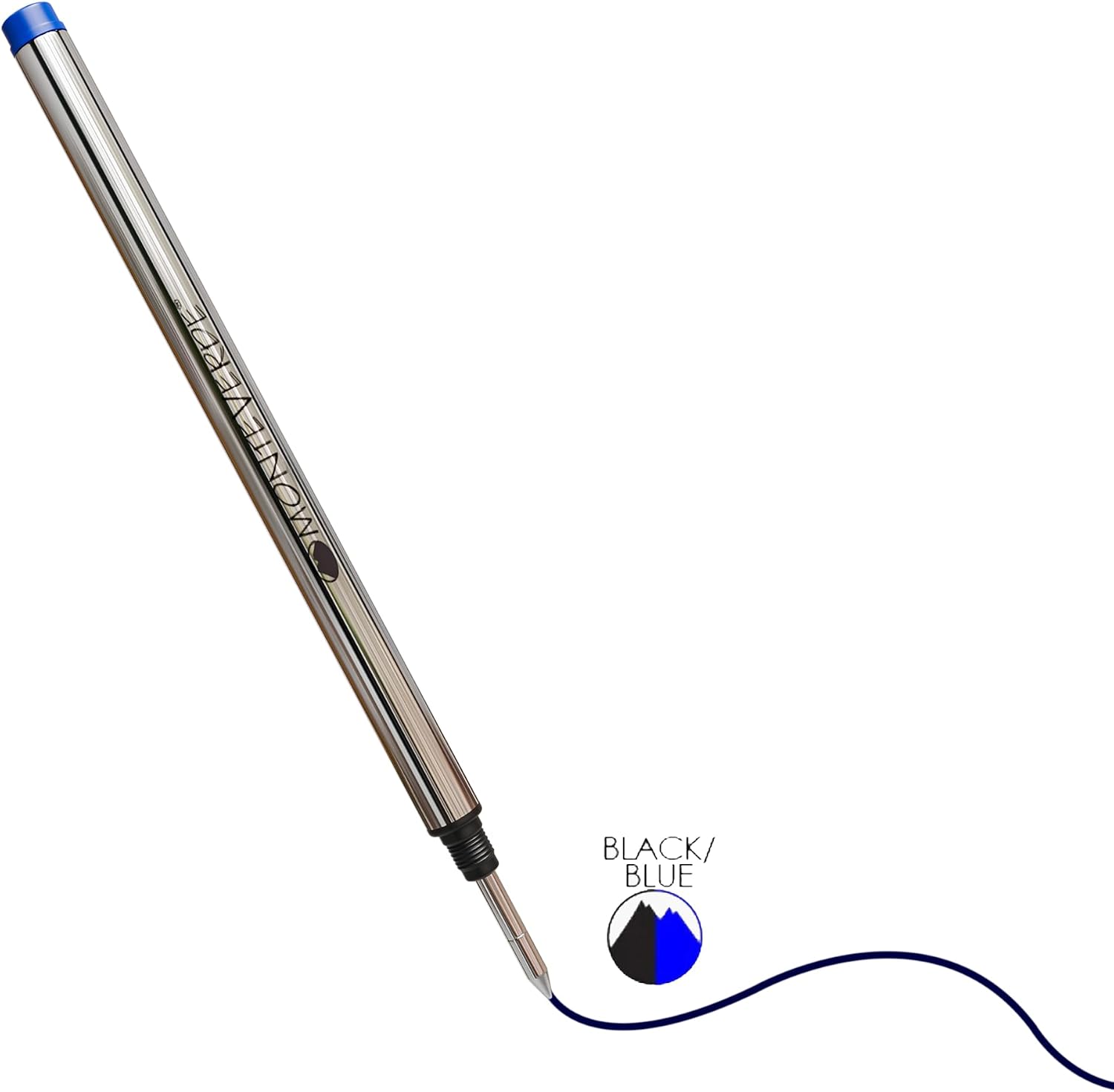 Monteverde Rollerball Refill to Fit Montblanc, Fine, Blue/Black, 2 Pack | Rollerball refill delivers fluid ink flow, bold lines