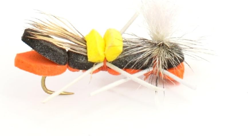 The Fly Fishing Place Chernobyl Ant and Foam Hopper Fly Fishing Flies Assortment - 12 Flies - 2 Each of 6 Trout Bass Flies with Fly Box