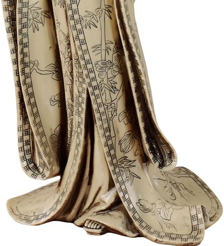 Touch of Class Miyoko Beauty Geisha Table Sculpture - Resin - Beige, Black, Red - Japanese Lady for Bedroom, Living Room, Dining Room, Bookshelf