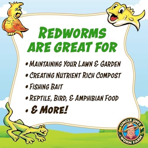 Uncle Jim's Worm Farm 100 Count Red Wiggler Composting Worms Mix for Garden Soil or Fishing | Starter Pack of Compost Worms Improves Soil Structure