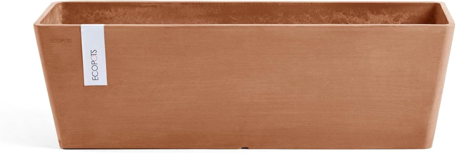 Ecopots Bruges Rectangular Flower Planter, Grey, 21.5" | Modern Style, Durable Recycled-Based Composite Construction, Weather and UV-Resistant, for Indoor/Outdoor Use