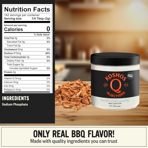 Kosmos Q Reserve Blend Brisket Injection, Premium Beef BBQ Marinade for Tender & Juicy Brisket, Phosphate-Enhanced for Moisture Retention, Competition-Grade Seasoning, Gluten Free, 16 Oz Jar
