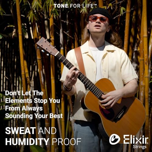 Elixir Strings, Acoustic Guitar Strings, 80/20 Bronze with POLYWEB Technology, Longest-Lasting Warm Tone with Comfortable Feel, 6 String Set