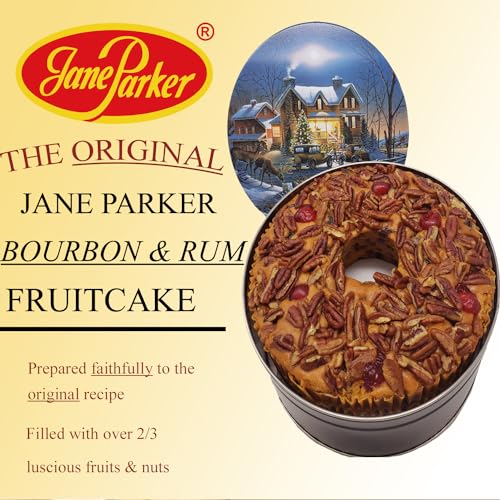 Jane Parker Fruitcake Bourbon & Rum Fruit Cake 3 Pound (48 Ounce) Ring in a Collectible Holiday Tin-Holiday-Christmas Cake-The Best Fruitcake You