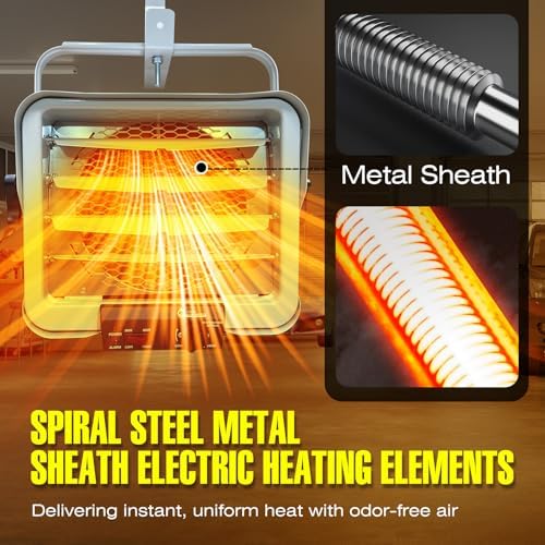 DR. INFRARED HEATER DR-910F 10,000-Watt 240V Heavy-Duty Hardwired Shop Garage Heater Wall/Ceiling Mounted with Remote Controlled Thermostat