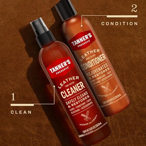 Tanner's Preserve Leather Conditioner for Finished Leather, Restores & Protects Auto Seats, Furniture & Tack, 8 fl oz
