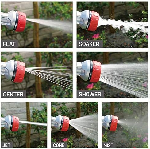 Eden Metal 7-Pattern Hose Nozzle: Thumb Control, Heavy-Duty Zinc Alloy