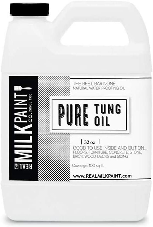 Real Milk Paint, Pure Tung Oil for Wood Finishing, Cutting Boards, Outdoor Furniture, Butcher Blocks, Wood Flooring, Food Grade, Waterproof, 16 oz