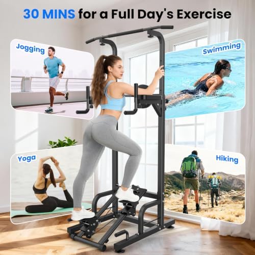 RELIFE REBUILD YOUR LIFE Pull Up Bar Free Standing Power Tower for Home Gym | Dip Station Pull Up Station, Multi-Function Home Fitness Equipment for Pull-Ups, Dips, Push-Ups, Full Body Strength Training