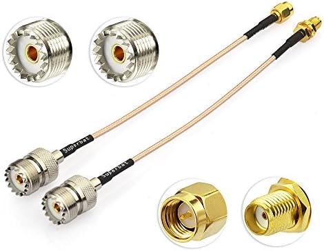 Superbat Coax UHF Female SO-239 to SMA Female Adapter Extension Cable RG316 12" for Baofeng CB Radio Handheld Walkie Talkie 2pcs
