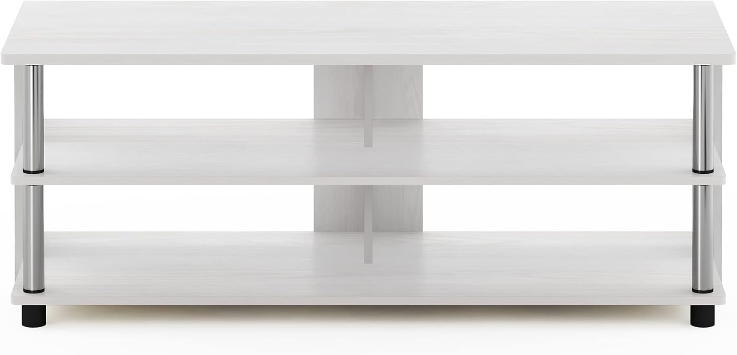 Furinno Beginning TV Stand, 2-Tier Rectangular Entertainment Center with Shelf, TV Console for TV up to 36 Inch, Open Back, for Living Room, Bedroom, French Oak