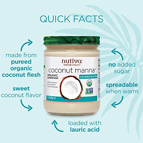 Nutiva Organic Cold-Pressed Virgin Coconut Oil, 54 Ounce & Organic Coconut Manna Puréed Coconut Butter, 15 Ounce (Pack of 2)