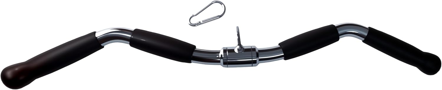 Revolving Lat Pulldown Bar for Cable Machine, Straight Bar with Rubber Grip - Tricep Press Down, Curl & Back Exercise Attachment for Home Gym