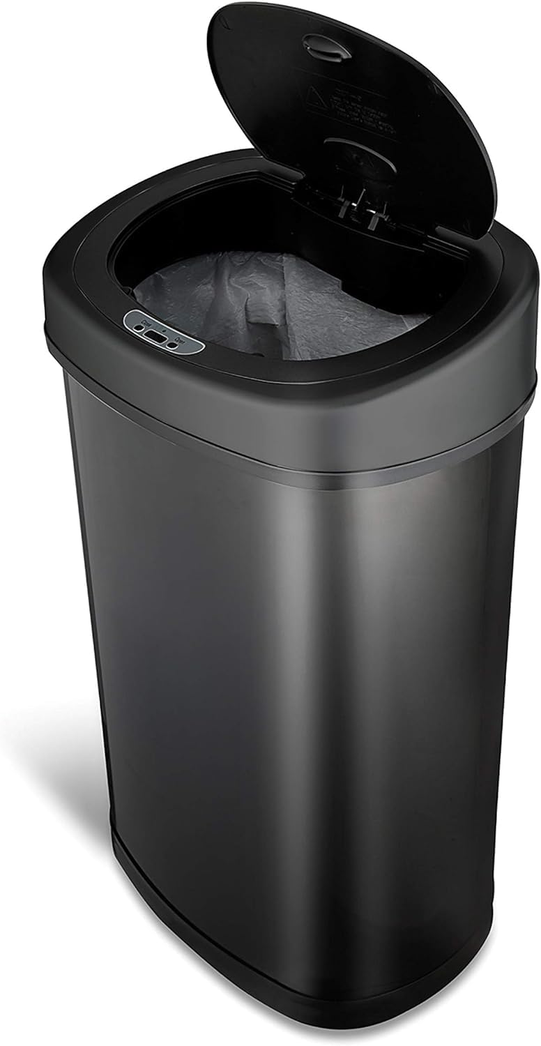 NINESTARS DZT-50-9BK The Original Automatic Motion Sensor Trash Can, 13.2 Gal. / 50 L., Black