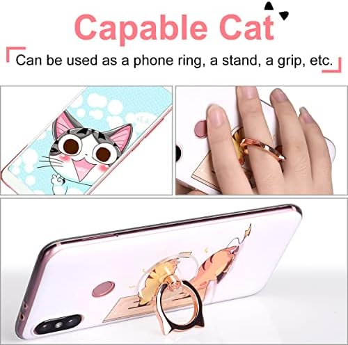 Cat Phone Ring Holder - EI Sonador Clear Cell Phone Ring Holder Transparent Stand Finger Grip (2 Black Cat)