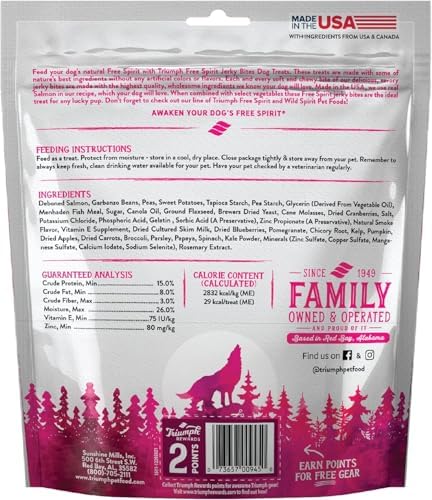 Triumph Free Spirit Grain Free Salmon and Vegetable Recipe Jerky Bites Soft Dog Treats, 20 Ounce (Pack of 2)