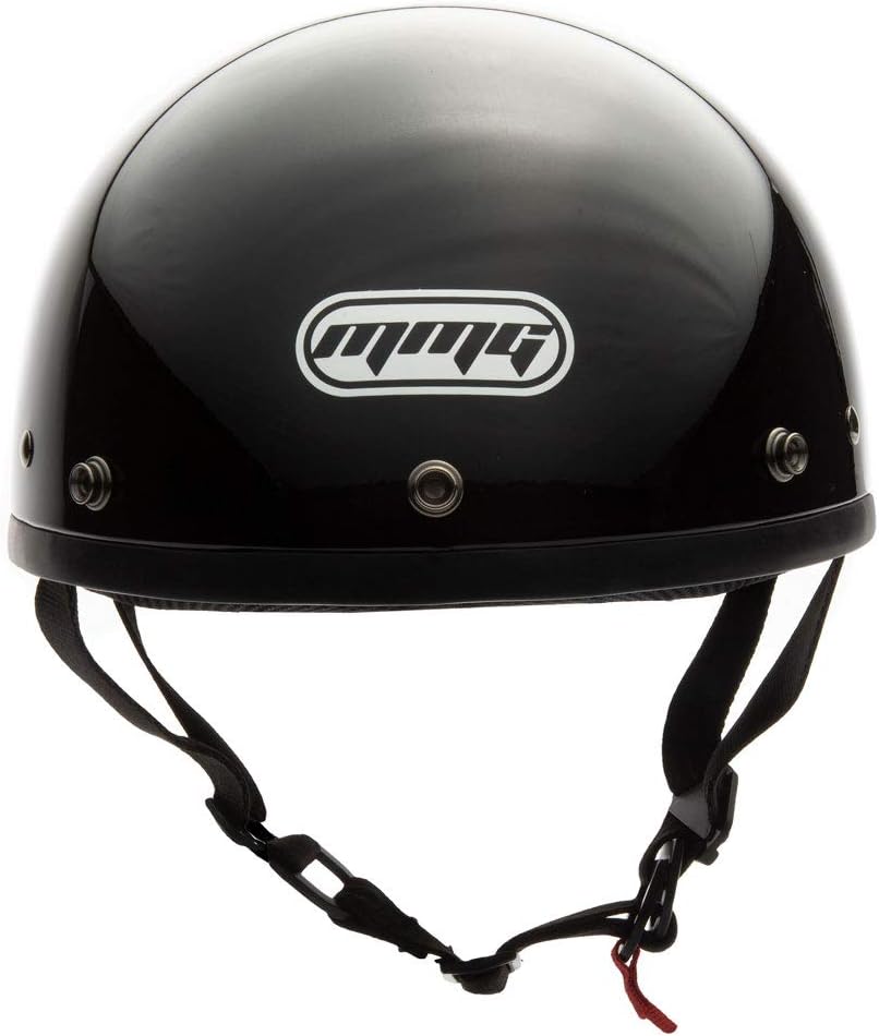 MMG Adult Half Shell Helmet, Motorcycle/Scooter/Moped, Matte Gray, Medium | Lightweight Polycarbonate/ABS half shell, goggles included. Padded washable liner, double D-ring strap. DOT FMVSS-218.