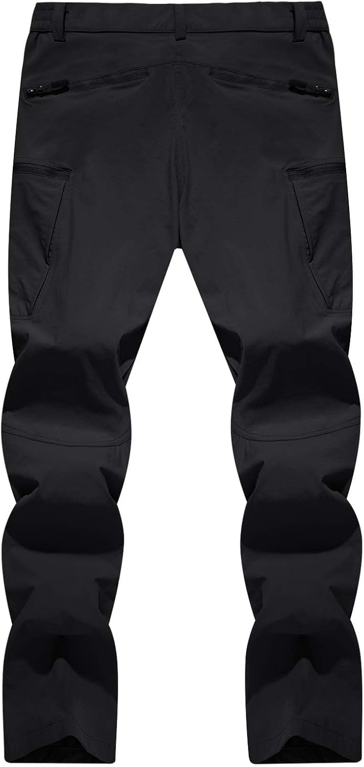 TACVASEN Men's Lightweight Hiking Tactical Pants Waterproof Quick Dry Cargo Work Rain Outdoor Pants 8 Pockets