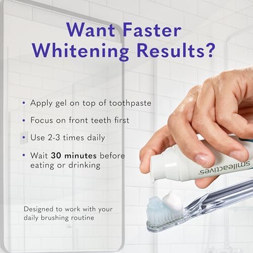 Smileactives Teeth Whitening Gel Hydrogen Peroxide for All Toothpaste 3.8oz | Removes Coffee Stains & Discoloration, 90-Day Supply, Whiter Smile in Days