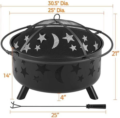 Yaheetech 30in Fire Pits for Outside Wood Burning Outdoor Fireplace