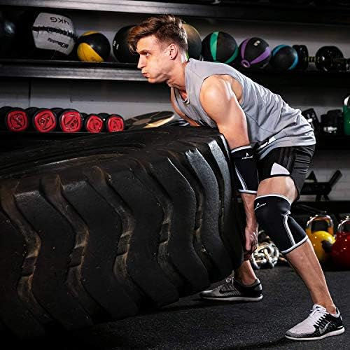 Knee Sleeves (1 Pair)，7mm Compression Knee Braces for Heavy-Lifting,Squats,Gym and Other Sports (Large, Black)