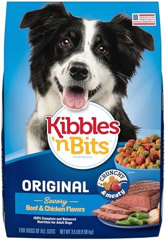 Kibbles 'n Bits Original Dry Dog Food, Beef & Chicken Flavors, 3.5 lb. Bag | Complete & Balanced Nutrition Formulated For Adult Dogs With Essential Vitamins & Minerals, Crunchy Kibble Pieces
