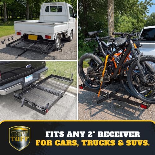 Hitch Cargo Carrier with Bike Rack, 500 lb Capacity, Black | Alloy Steel, Holds 4 Bicycles, 2" Receiver Fit, Rear Mount Design
