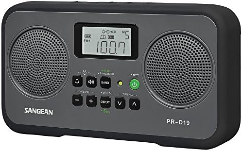 Sangean PR-D19BK FM Stereo/AM Digital Tuning Portable Radio with Protective Bumper (Gray/Black)