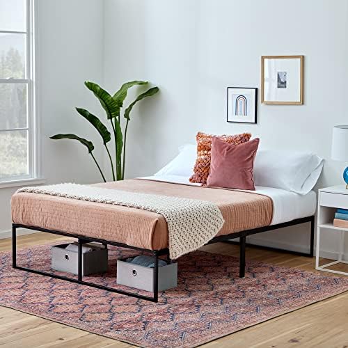Linenspa Folding Metal Platform Bed Frame - Easy Assembly - Sturdy Steel - No Box Spring Needed - Underbed Storage - Mattress Foundation - 14" High