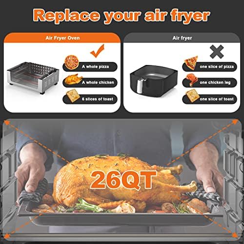 Geek Chef Air Fryer Toaster Oven 26 QT, Large AirFryer Convection Countertop Oven Combo with Easy Bake, Roast, Broil, Warm