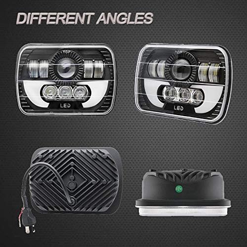 120W Rectangle 7x6 5x7 Inch Headlights 6052 6054 H5054 H6054 Headlight DRL Hi/Low Sealed Beam H4 Plug Compatible With GMC Ford Chevy Chevrolet Cargo