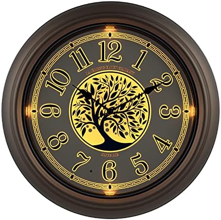 La Crosse Technology Indoor/Outdoor Lighted Dial Analog Quartz Wall Clock, 18" Dia. (403-3246BR)