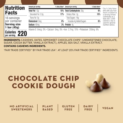 Larabar Chocolate Chip Cookie Dough, Fruit & Nut Bars, 18 ct, 28.8 oz