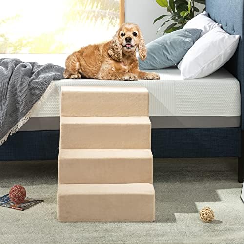 ZINUS Foam 13 Inch 2-Step Step Pet Stairs / Pet Ramp for Cats and Dogs, Extra Small, Beige