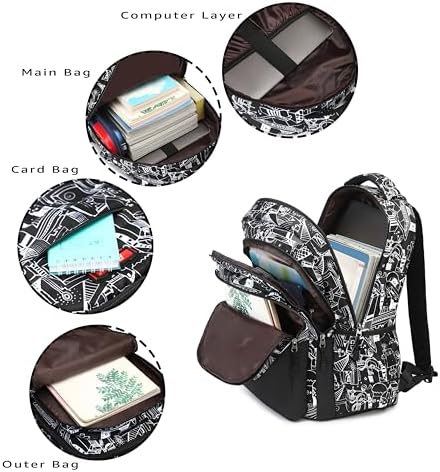 Asge Large Nylon Backpacks for Boys & Girls, Waterproof Satchel with Print, School Bags for 8-16 Years