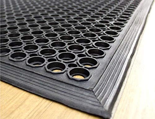 36" x 60" Heavy-Duty Black Commercial Anti-Fatigue Floor Mat Outdoor Indoor Kitchen X Comfort Rug Rubber cart Drainage Excellent Safe Bathroom Home