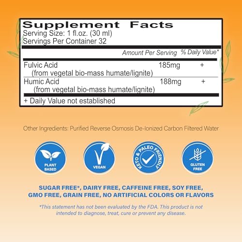 Vital Earth Minerals Fulvic Humic Mineral Blend Liquid 2-Pack – Fulvic Acid Supplement with 70+ Trace Minerals, Electrolytes for Recovery, Balance & Energy, 32 Oz Ea + 1 Oz Cup Ea