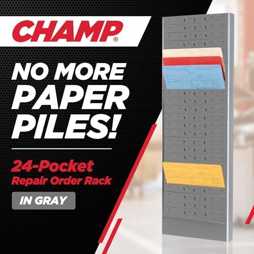 CHAMP Repair Order Rack, 18-Pocket Wall Mount Organizer, Gray