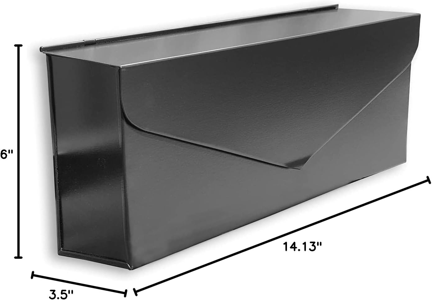 NACH Black Envelope Wall Mount Mailbox, Rust Resistant Metal Mailbox, Black Mailbox Wall Mount, Mailboxes for Outside Wall Mount, Outdoor Mailboxes, Wall Mailbox, 14.1 x 3.5 x 6 Inches, MB-6915BLK