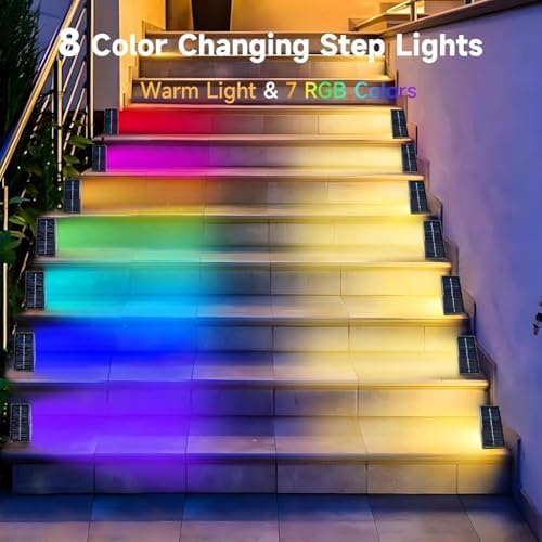Solar Deck Lights Outdoor - 8 Pack Solar Step Light CIYOYO Waterproof Fence Lights for Patio Stairs Post Pathway Porch Driveway Yard Garden Decor